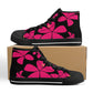 Tropical Vibes Pink High-Top Canvas Shoes - Black