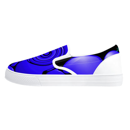 Blue Twisted Ellipses  D31 Slip-on Shoes - White