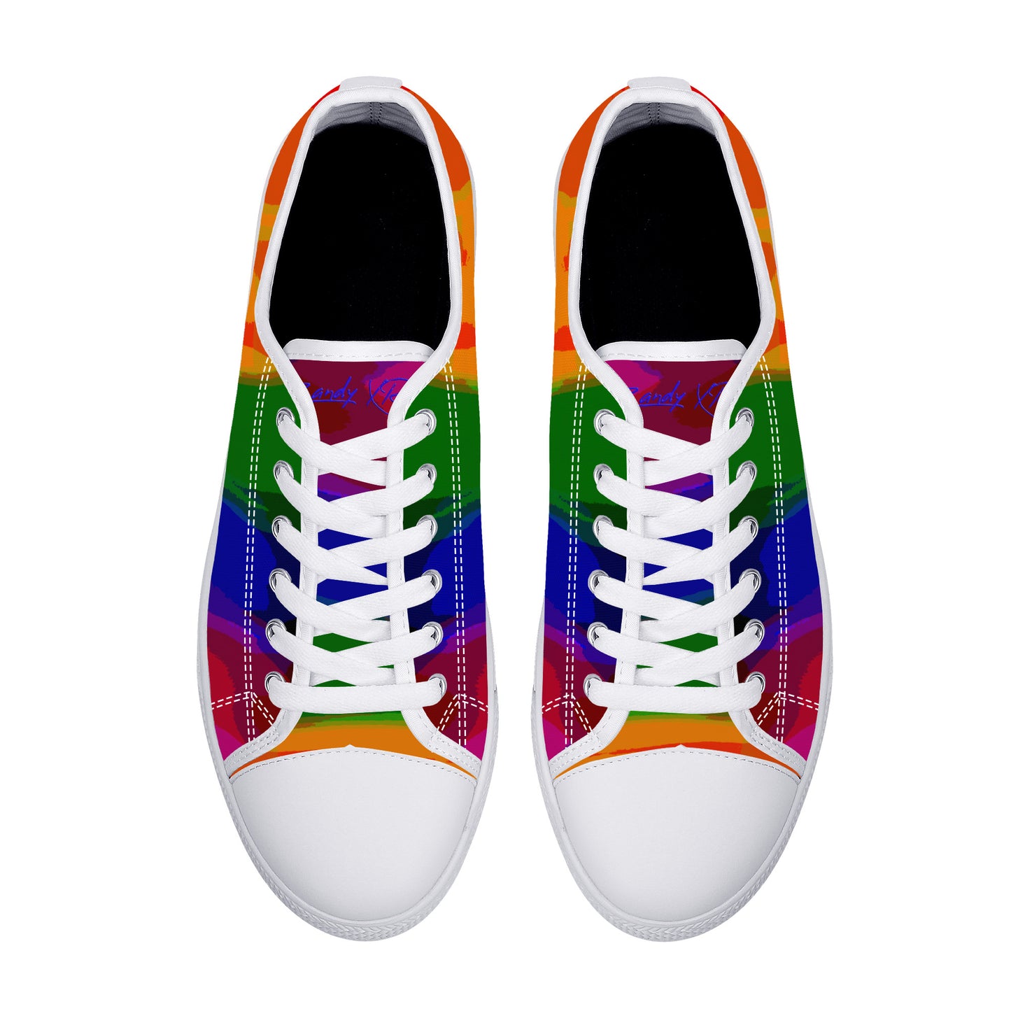 Casual Rainbow Low-Top Canvas Shoes- White