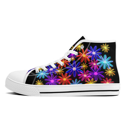 Gerbera Daisy High-Top Canvas Shoes - White